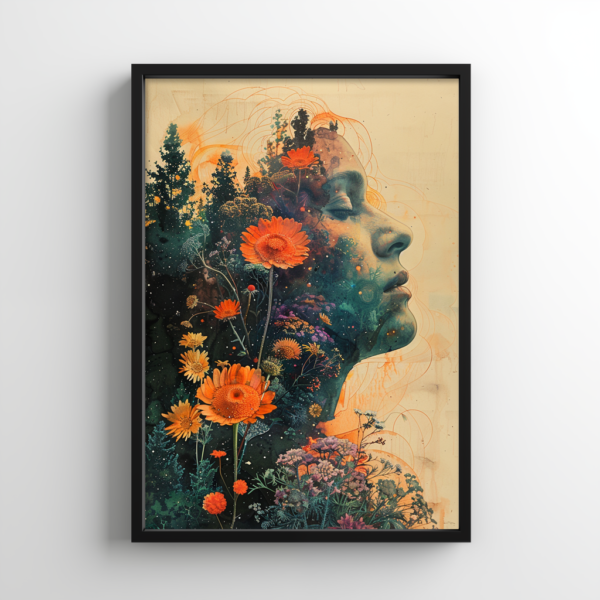 Psychedelic Woman and Flowers